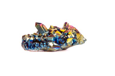 Makro mineral taş titanyum kuvars, alev Aura kuvars beyaz arka plan yakın tarih