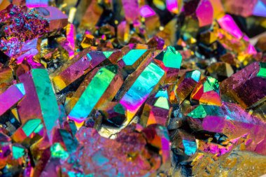 Makro mineral taş titanyum kuvars, alev Aura kuvars beyaz arka plan yakın tarih