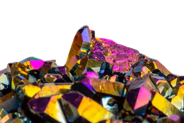 Makro Minerální Kámen Titanium Quartz Plamen Aura Quartz Bílém Pozadí — Stock fotografie