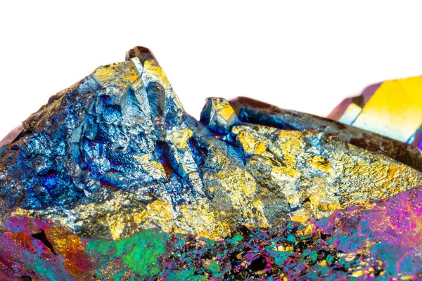 Makro Mineral Sten Titanium Quartz Flame Aura Kvarts Vit Bakgrund — Stockfoto