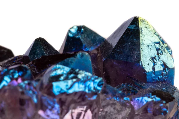 Makro Minerální Kámen Titanium Quartz Plamen Aura Quartz Bílém Pozadí — Stock fotografie