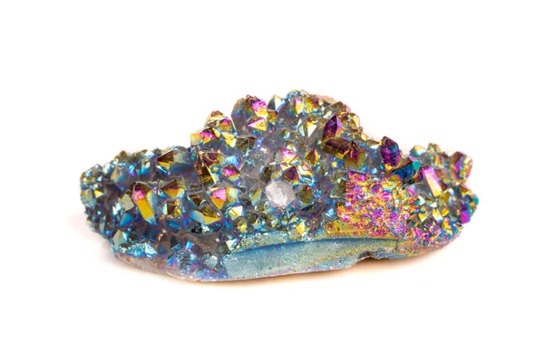 Makro Minerální Kámen Titanium Quartz Plamen Aura Quartz Bílém Pozadí — Stock fotografie