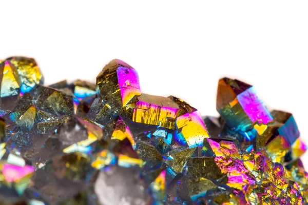 Makro Minerální Kámen Titanium Quartz Plamen Aura Quartz Bílém Pozadí — Stock fotografie