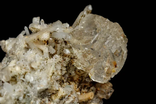 Macro Mineral Stone Fluorite Quartz Black Background Close — Stock Photo, Image
