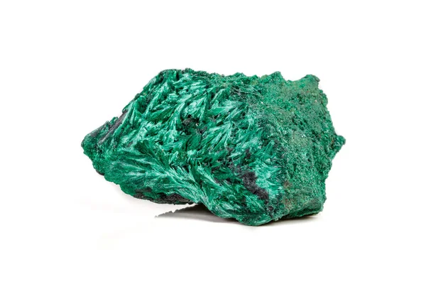 Macro Mineral Stone Plisoviy Plush Satin Malachite White Background Close — Stock Photo, Image