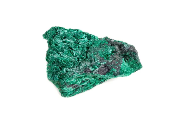 Macro Minerale Pietra Plisoviy Peluche Malachite Satinata Sfondo Bianco Primo — Foto Stock