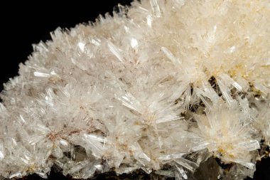 Makro mineral taş kristalleri Hemimorphite rock siyah bir zemin üzerine yakın çekim