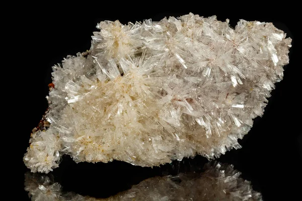 Macro Mineral Stone Crystals Hemimorphite Rock Black Background Close — Stock Photo, Image