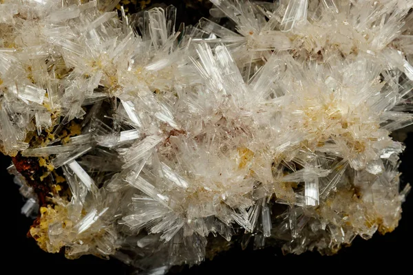 Makro Minerální Kamenné Krystaly Hemimorphite Rock Černém Pozadí Zblízka — Stock fotografie