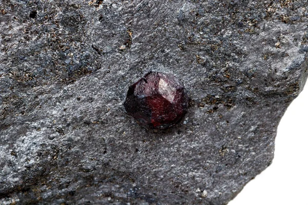 Macro Mineral Stone Garnet Rock White Background Close — Stock Photo, Image