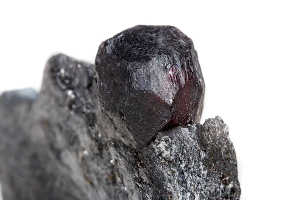 Makro Mineral Batu Garnet Batu Pada Latar Belakang Putih Close — Stok Foto