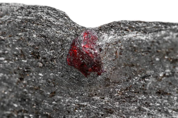 Makro Mineral Batu Garnet Batu Pada Latar Belakang Putih Close — Stok Foto