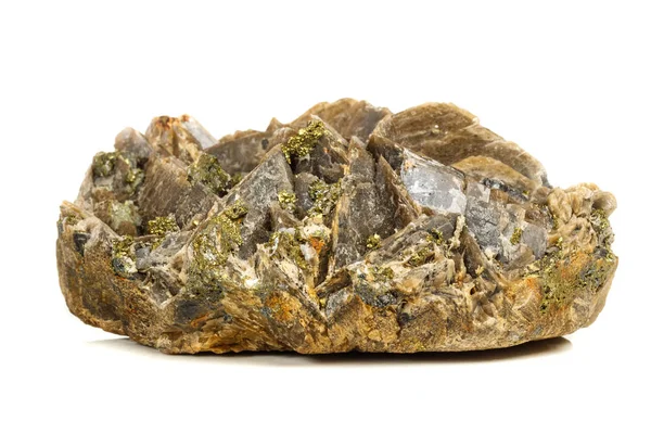 Makro mineral sten Barit Pyrit på vit bakgrund — Stockfoto