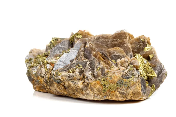 Makro mineral sten Barit Pyrit på vit bakgrund — Stockfoto