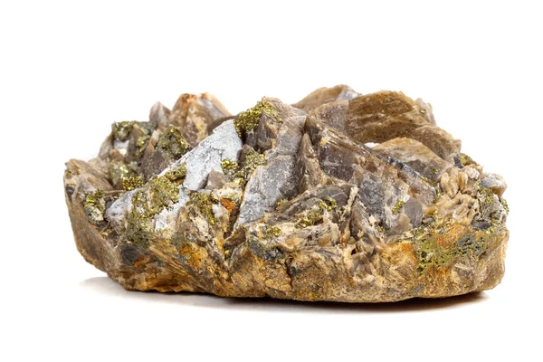 Makro-Mineralstein Barit Pyrit auf weißem Hintergrund — Stockfoto