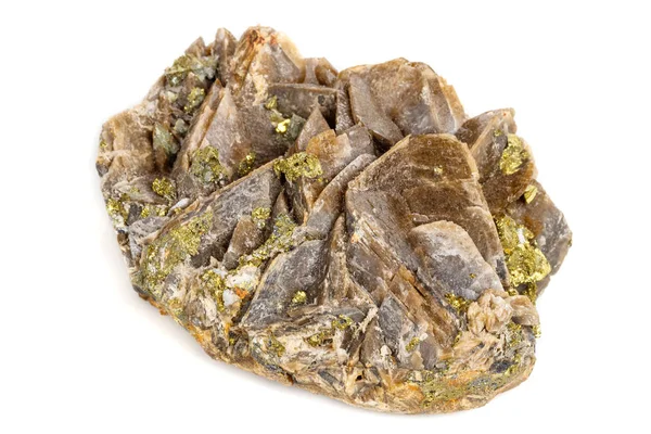 Макрос мінеральні камінь Barit Pyrit на білому фоні — стокове фото