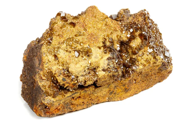 Makromineralstein Granat Grüner Granat Epidot Grossular Fels Auf Weißem Hintergrund — Stockfoto