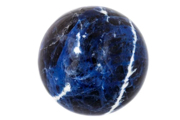 Macro Mineral Pedra Sodalite Bola Fundo Branco Fechar — Fotografia de Stock