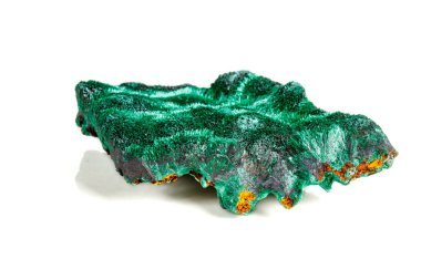 Makro mineral taş plisoviy, peluş, saten malakit beyaz arka plan yakın tarih