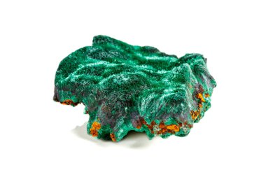 Makro mineral taş plisoviy, peluş, saten malakit beyaz arka plan yakın tarih