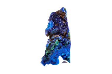 Makro mineral taş malakit beyaz arka plan üzerinde Azurit ile yakın çekim
