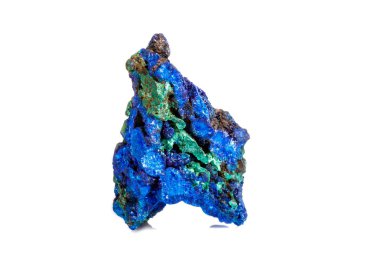 Makro mineral taş malakit beyaz arka plan üzerinde Azurit ile yakın çekim