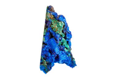 Makro mineral taş malakit beyaz arka plan üzerinde Azurit ile yakın çekim