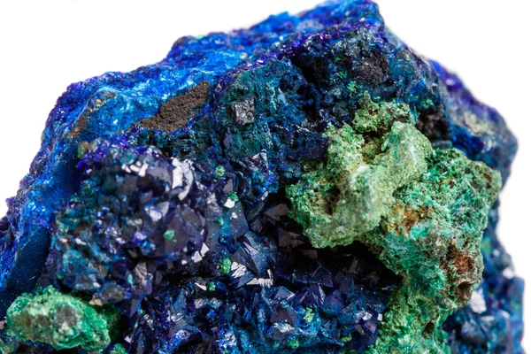 Macro Mineral Stone Malachite Azurite White Background Close — Stock Photo, Image