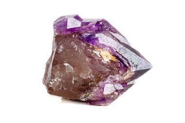 Macro Mineral Stone Amethyst together smoky quartz, rauchtopaz on a white background close up clipart