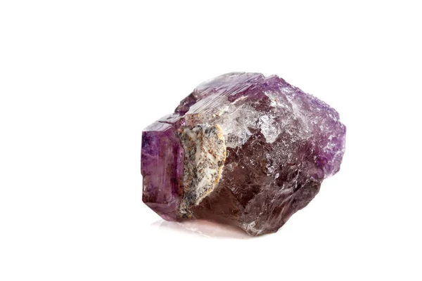 Makro Mineral Kamień Ametyst Razem Kwarc Dymny Rauchtopaz Białym Tle — Zdjęcie stockowe