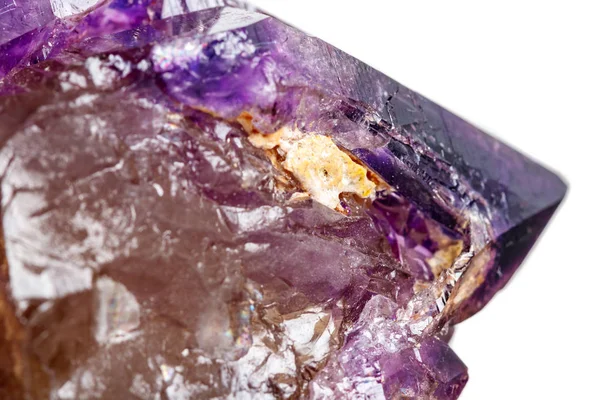 宏观矿物石头紫水晶一起烟熏石英 Rauchtopaz 在白色背景关闭 — 图库照片