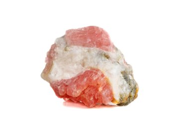 Macro of the mineral stone Rhodochrosite on a white background close up clipart