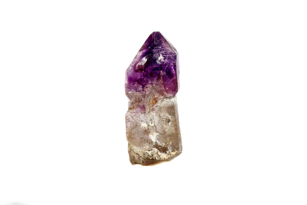 宏观矿物石头紫水晶一起烟熏石英 Rauchtopaz 在白色背景关闭 — 图库照片