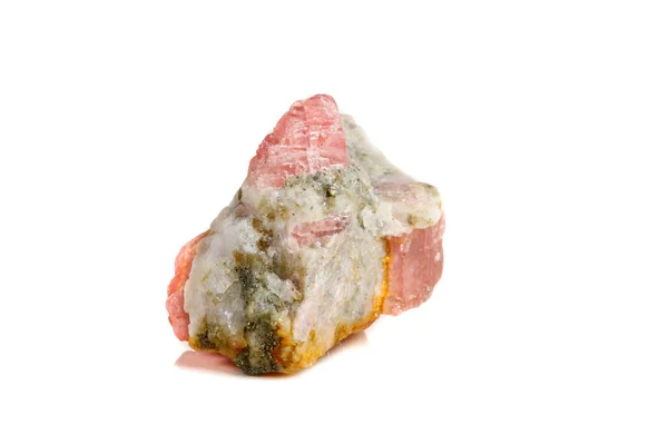 Makro Mineral Sten Rhodochrosite Vit Bakgrund Närbild — Stockfoto