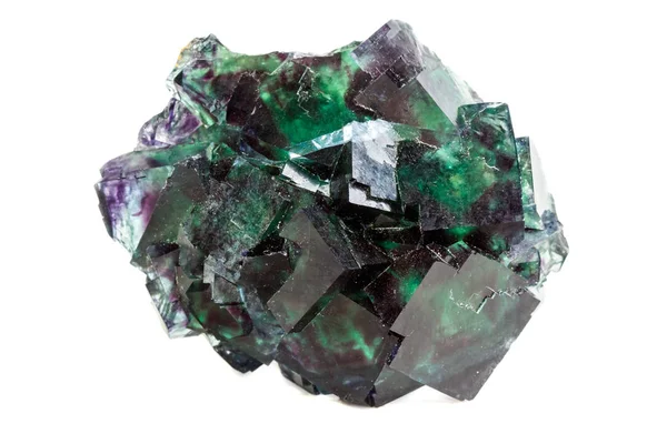 Fluorite Pedra Mineral Macro Fundo Branco Close — Fotografia de Stock