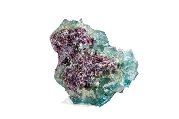 Macro Pierre Minérale Fluorite Sur Fond Blanc Close — Photo