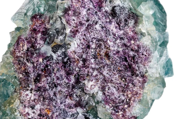 Beyaz Arka Plan Üzerinde Makro Mineral Taş Florit — Stok fotoğraf