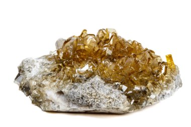 Barit beyaz bir arka plan üzerinde makro mineral taş barit kristalleri, yakın çekim