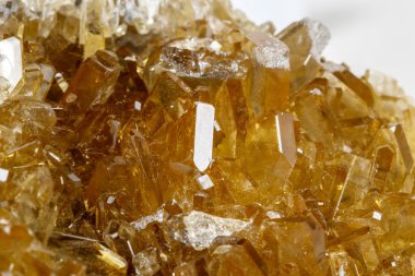 Barit beyaz bir arka plan üzerinde makro mineral taş barit kristalleri, yakın çekim