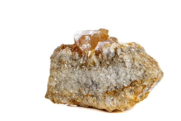 Macro Pedra Mineral Scheelite Fundo Branco Fechar — Fotografia de Stock