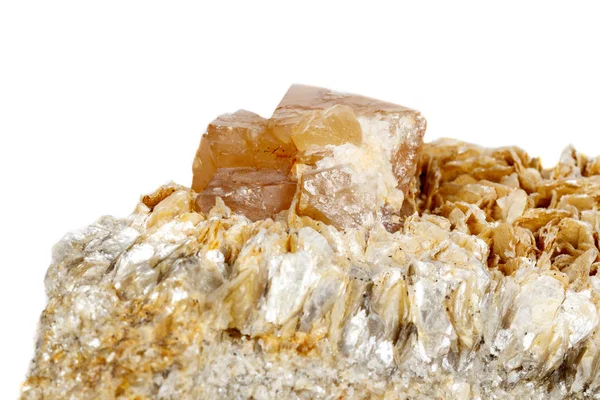 Macro Mineral Stone Scheelite White Background Close — Stock Photo, Image