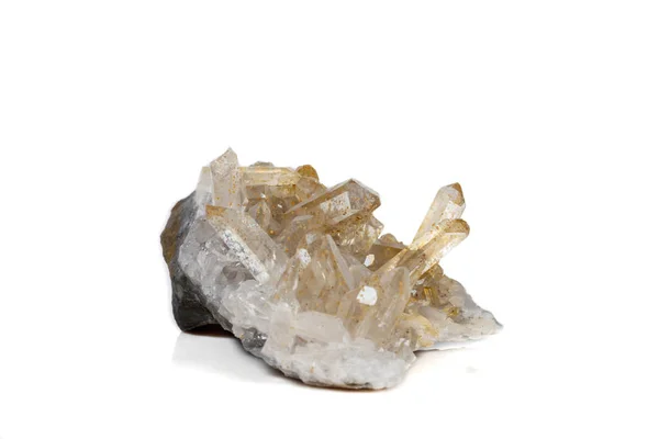 白い背景のクローズ アップのマクロ ミネラル石水晶シトリン — ストック写真