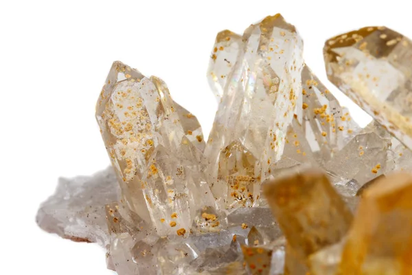 Makro Mineral taş kristalleri Citrine beyaz arka plan yakın tarih