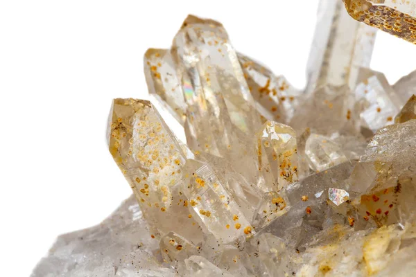 Makro Mineralsteinkristalle Citrin Auf Weißem Hintergrund Nahaufnahme — Stockfoto