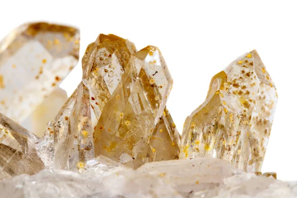 Makro Mineral taş kristalleri Citrine beyaz arka plan yakın tarih