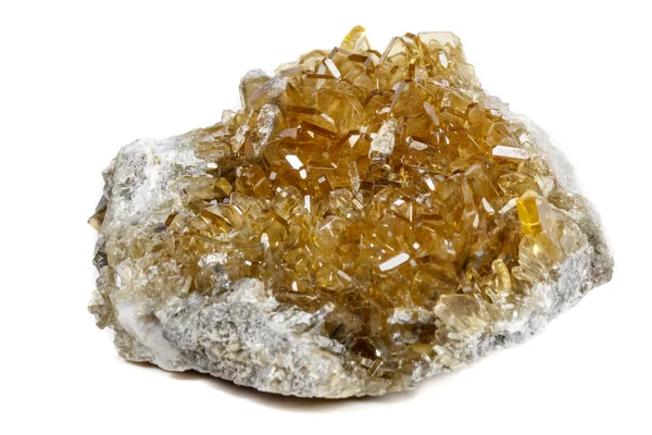Makro Mineral Sten Baryt Kristaller Baryt Vit Bakgrund Närbild — Stockfoto