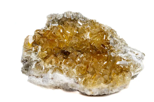 Pietra Macrominerale Cristalli Barite Barite Sfondo Bianco Primo Piano — Foto Stock