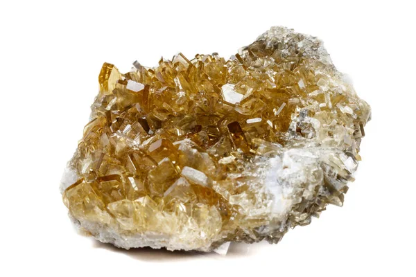 Macro Mineral Stone Baryte Crystals Barite White Background Close — Stock Photo, Image