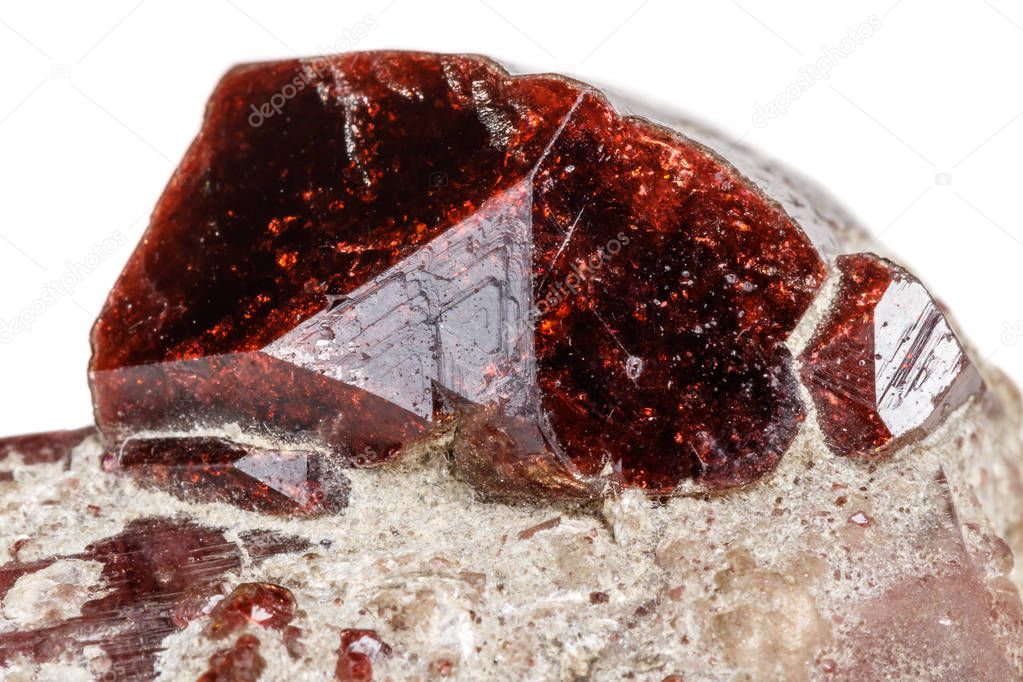Macro mineral tourmaline stone on a white background close up