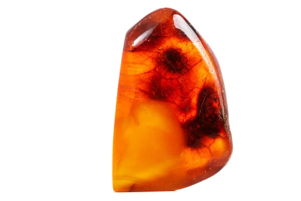 Macro Amber Mineral Stone White Background Close — Stock Photo, Image